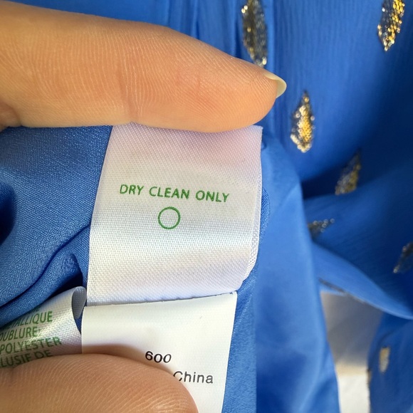 Lilly Pulitzer Silk Metallic Romper Blue Gold Beaded XS Resort Party - Picture 6 of 6